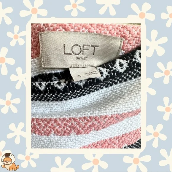 LOFT Outlet Geometric Striped Embroidered/Textured Mini Skirt, Sz 4 - Picture 7 of 8